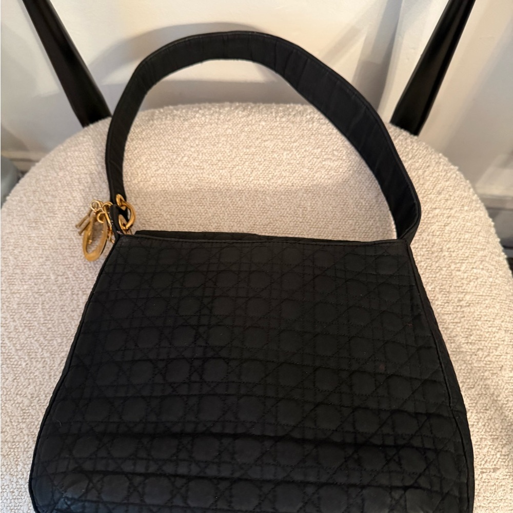 Dior Black Cannage Nylon Vintage Shoulder Bag